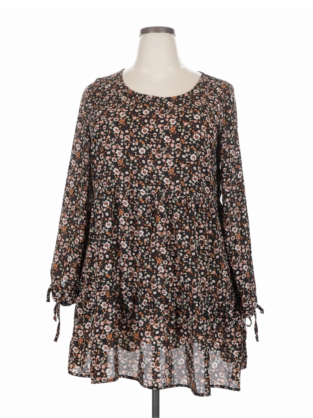 wild fable Black Floral Tiered Floral Dress